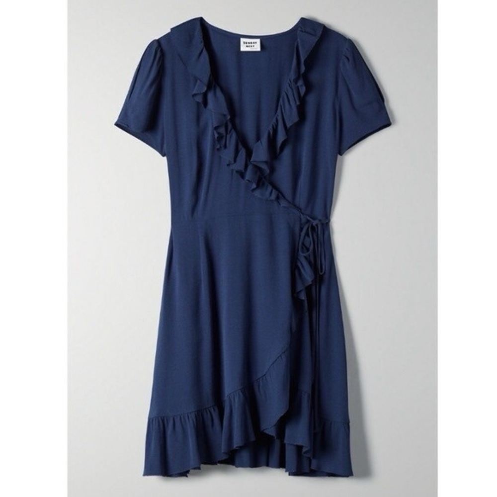 Sunday Best Blue Asymmetrical Ruffle Sundress